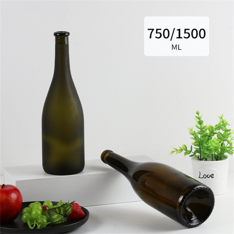 Wholesale burgundy sealing champagne sparkling antique green heavy sparkling glass bottle for wine