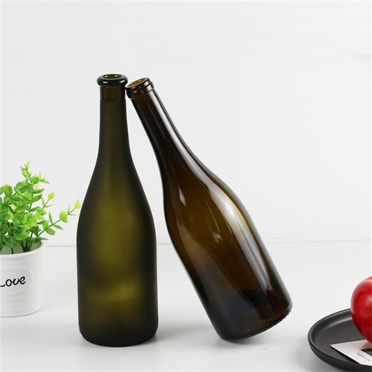 Wholesale burgundy sealing champagne sparkling antique green heavy sparkling glass bottle for wine