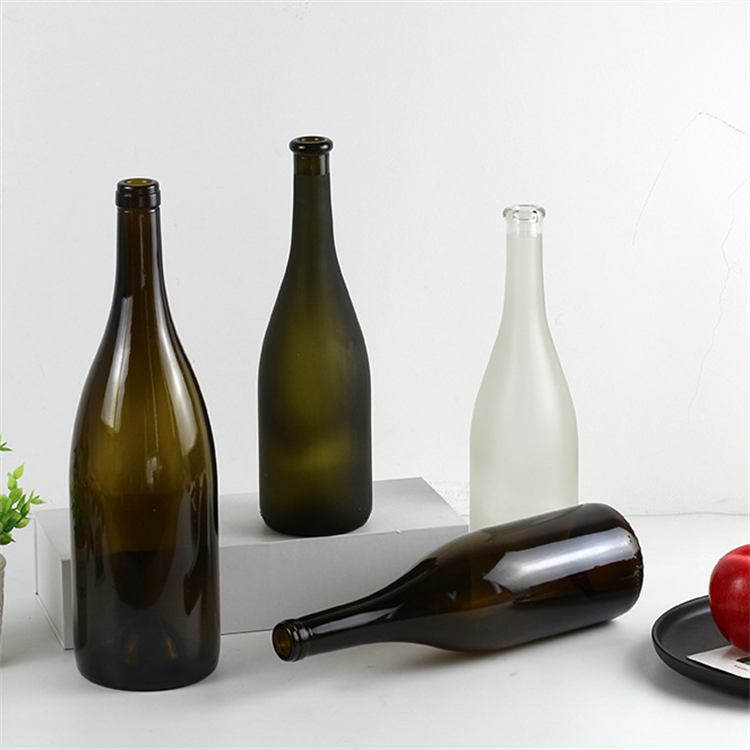 Wholesale burgundy sealing champagne sparkling antique green heavy sparkling glass bottle for wine