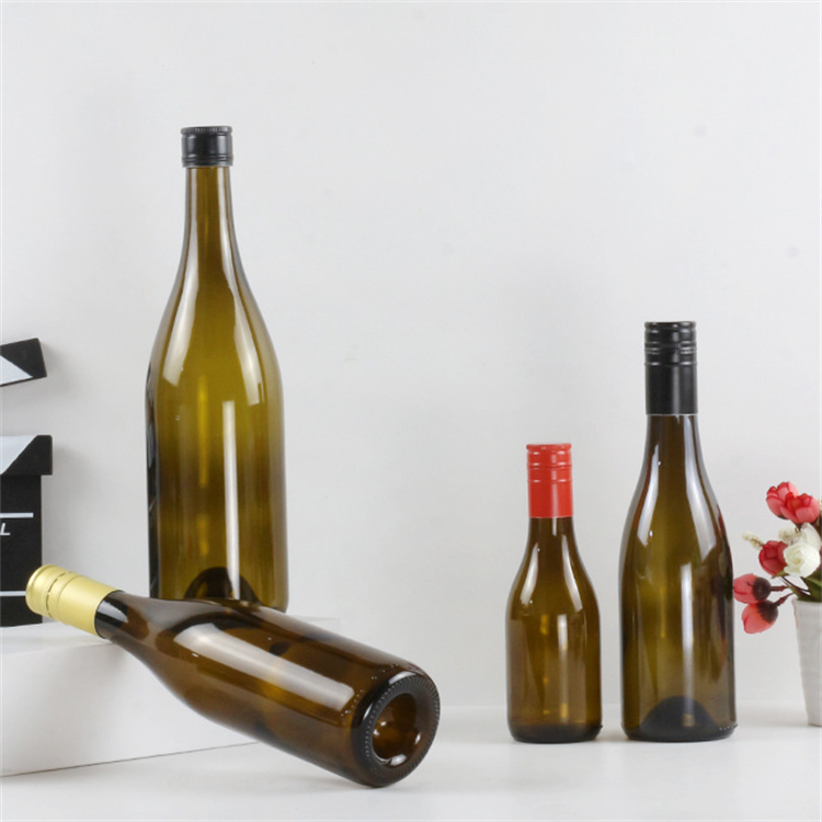 Wholesale burgundy sealing champagne sparkling antique green heavy sparkling glass bottle for wine