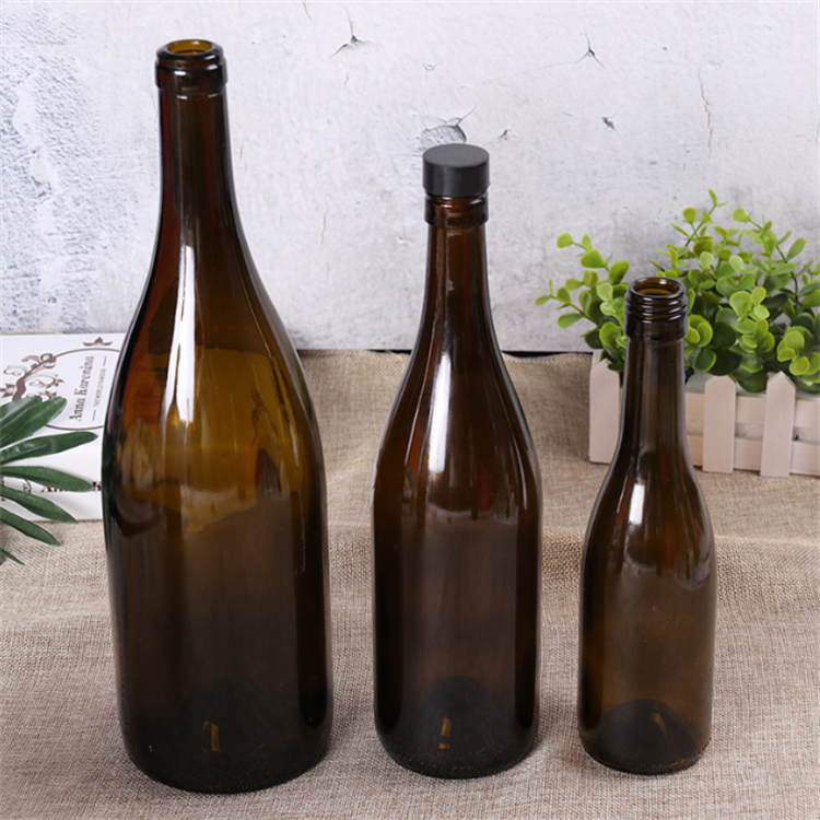 Wholesale burgundy sealing champagne sparkling antique green heavy sparkling glass bottle for wine