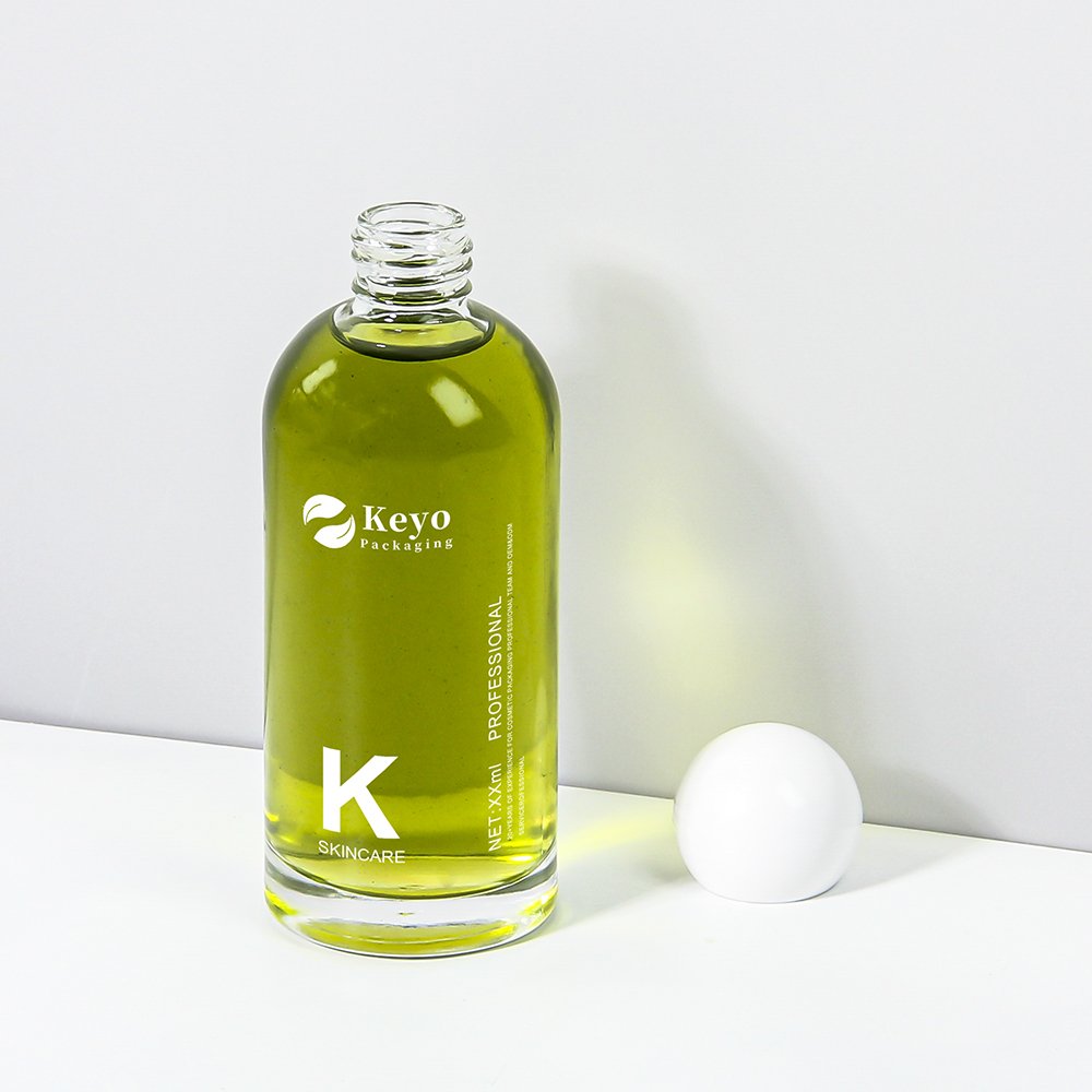 New Fashion100ml/3oz transparent green Clear Glass Serum Bottle round Ball Shaped Essential Oil for Hair and Skin Care