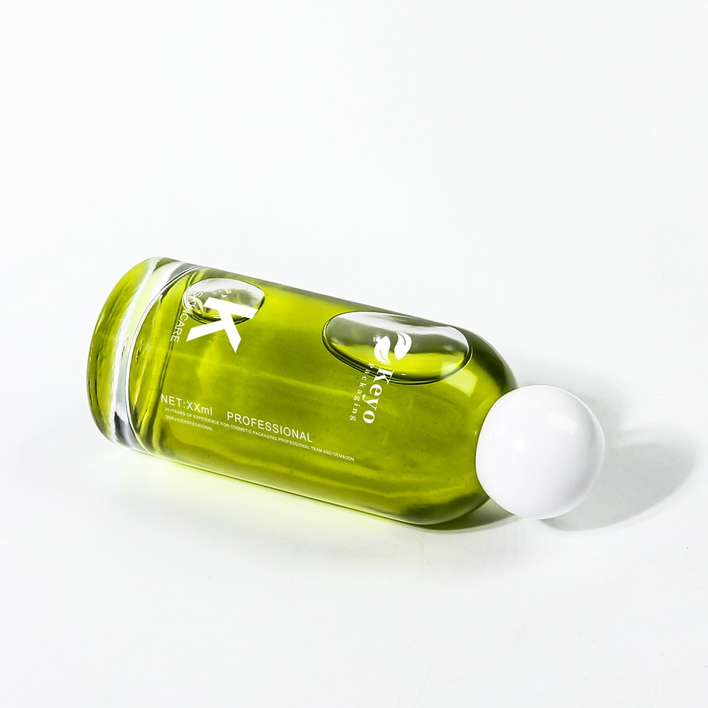 New Fashion100ml/3oz transparent green Clear Glass Serum Bottle round Ball Shaped Essential Oil for Hair and Skin Care