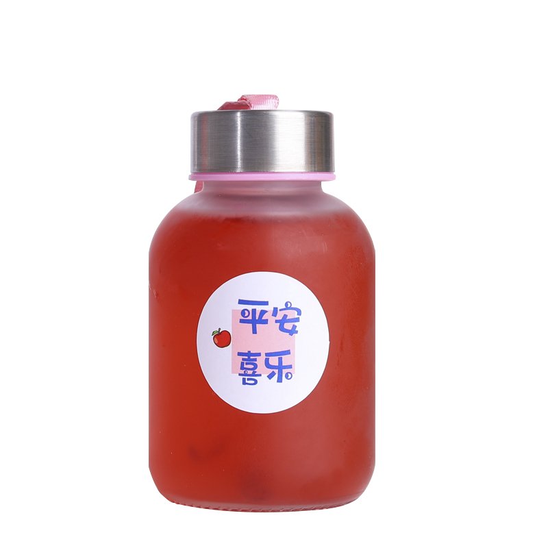 Wholesale 150ML 250ML 350ML 500ml beverage juice glass bottle glass water cup with stainless lic
