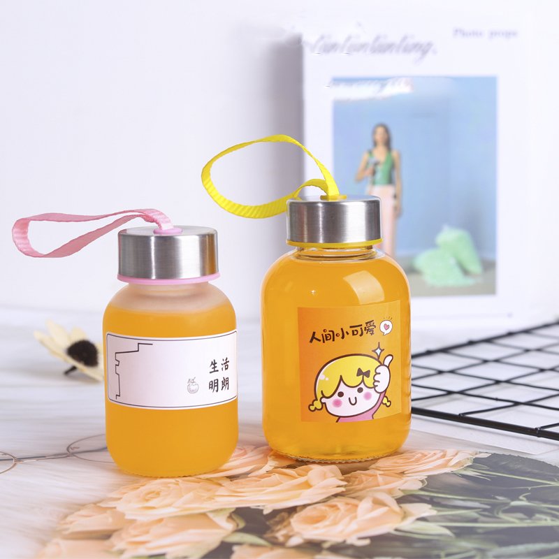Wholesale 150ML 250ML 350ML 500ml beverage juice glass bottle glass water cup with stainless lic