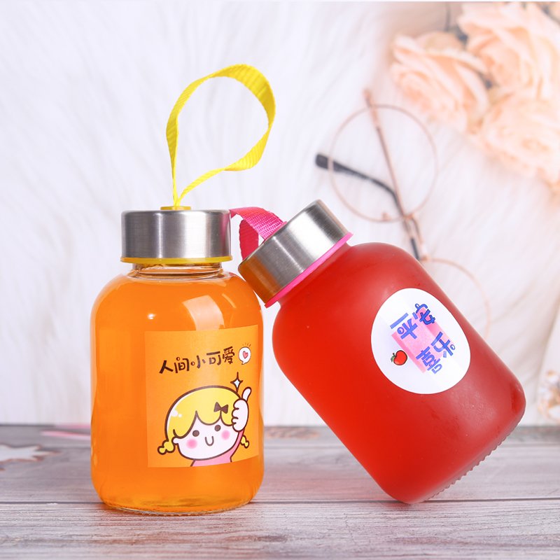 Wholesale 150ML 250ML 350ML 500ml beverage juice glass bottle glass water cup with stainless lic