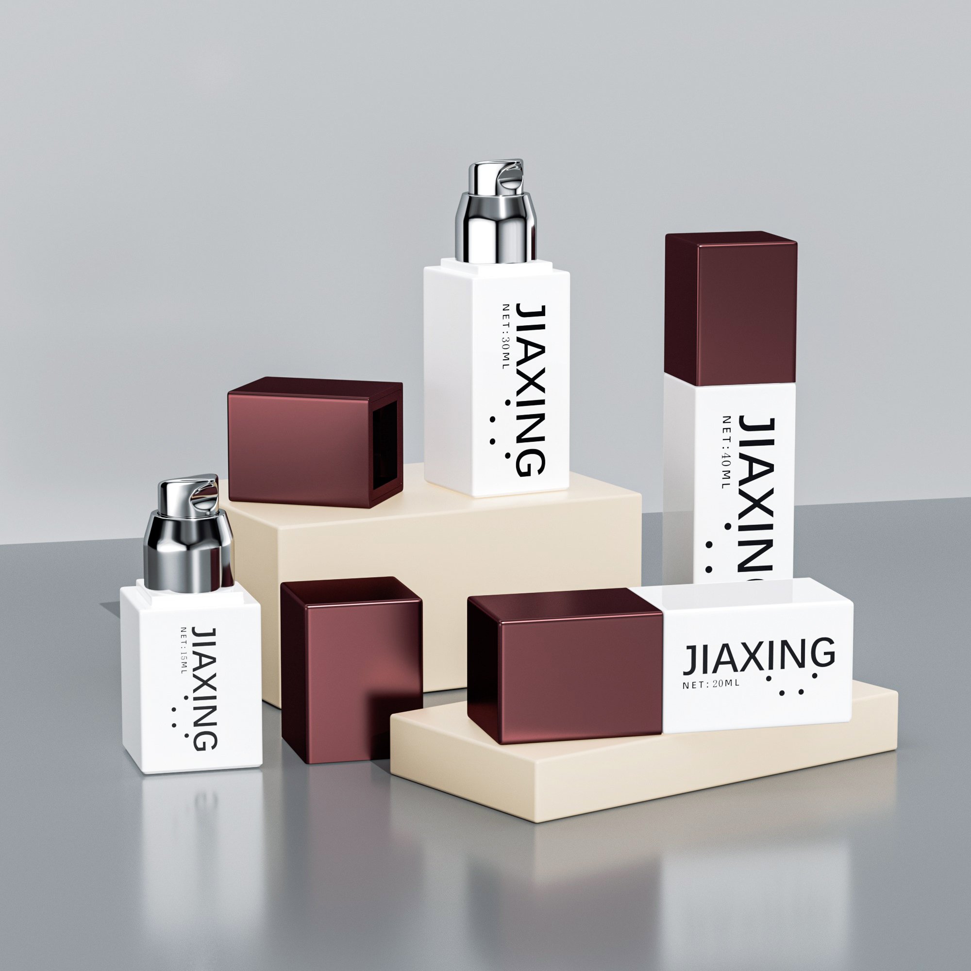 15ml 20ml 30ml 40ml Luxury Empty Square Glass Lotion Pump Liquid Foundation Makeup Bottle For Sunscreen