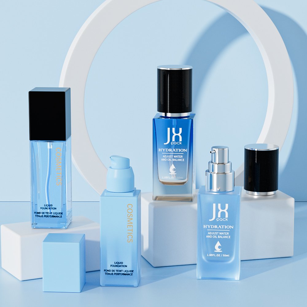 15ml 20ml 30ml 40ml Luxury Empty Square Glass Lotion Pump Liquid Foundation Makeup Bottle For Sunscreen