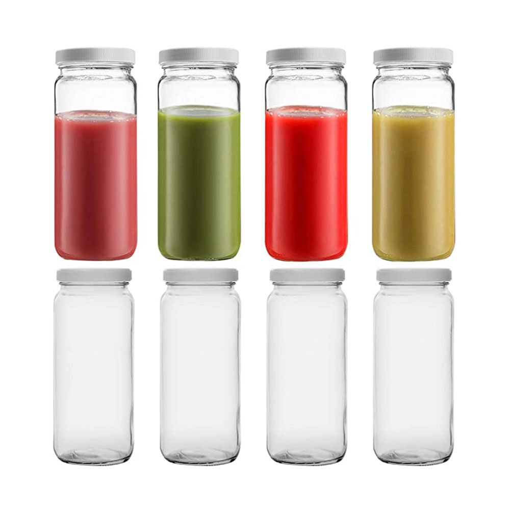 Supplier 16oz Empty Round Clear 500ML Milk/Juice/Tea/Drink Glass Bottle with Lid