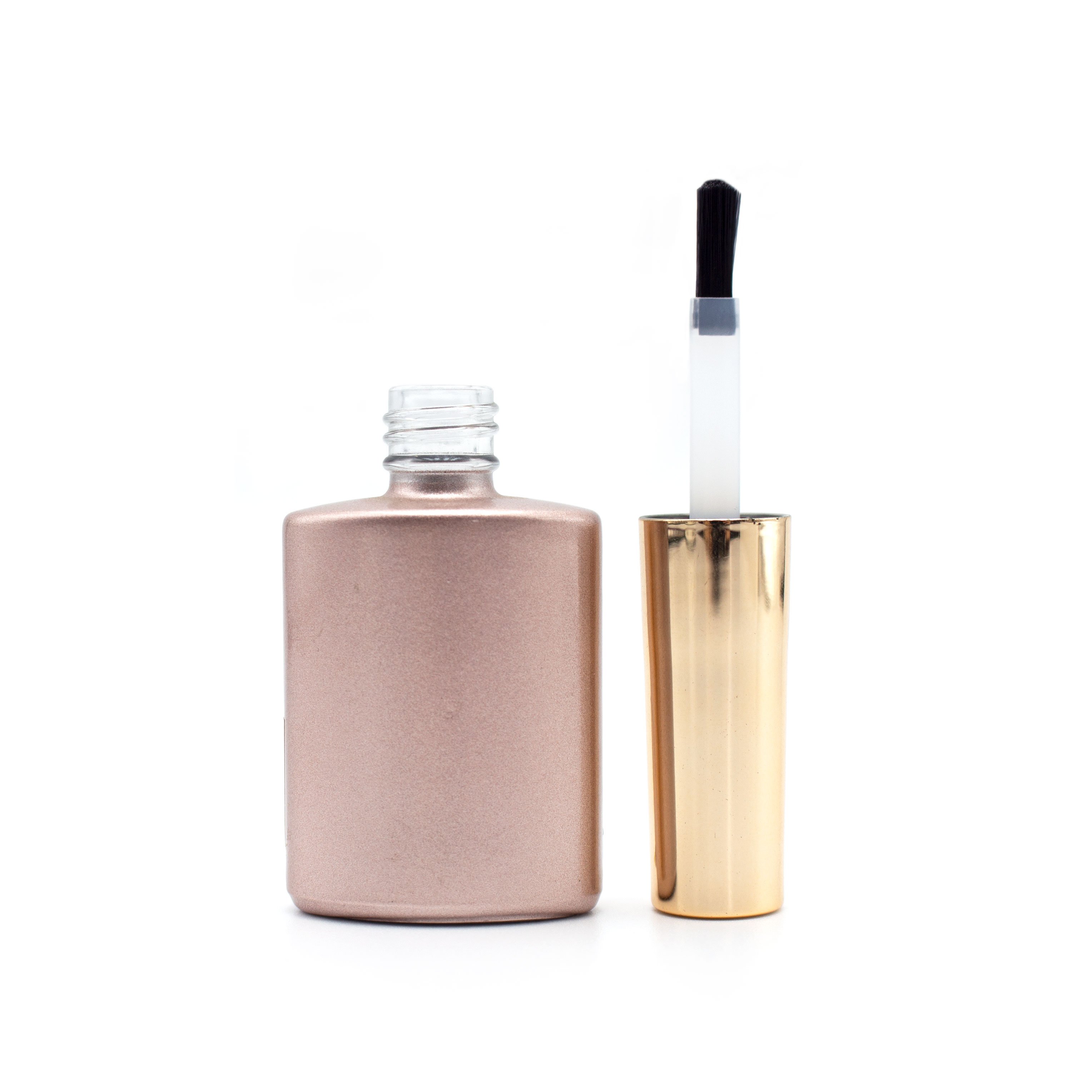 Golden 11ml Eco Friendly Empty Uv Gel Nail Polish Glass Bottle With Brush