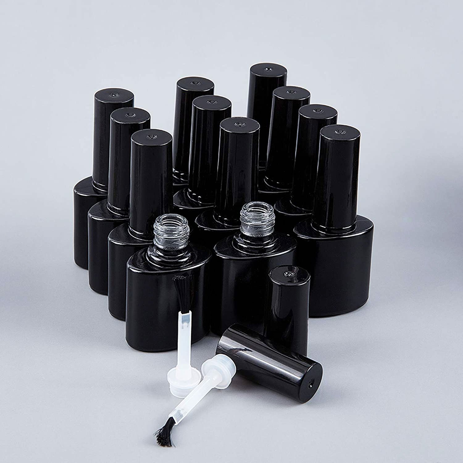 Golden 11ml Eco Friendly Empty Uv Gel Nail Polish Glass Bottle With Brush