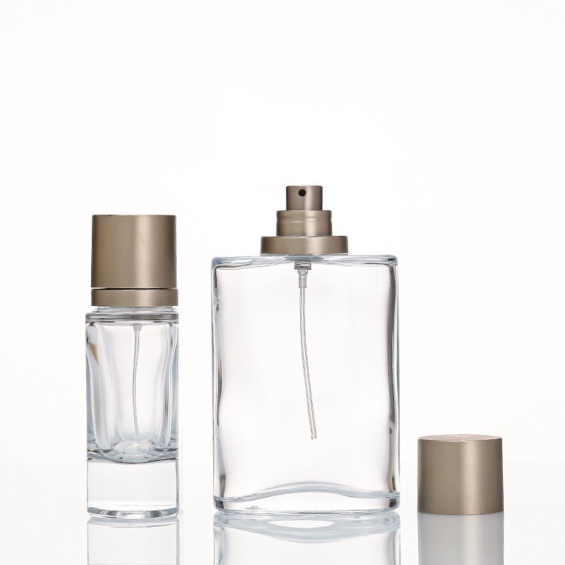 Press-type Empty Transparent Perfume Glass Bottle for Packaging