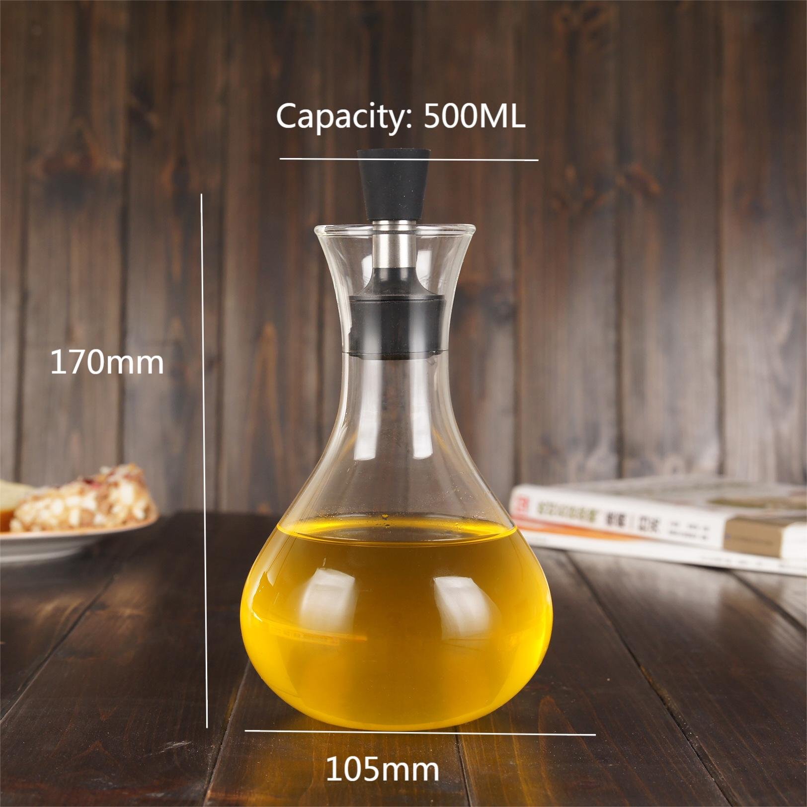 500ml Glass Bottle Dispenser with Stainless Steel Spout Food Grade & Seal for Olive Oil Beverages