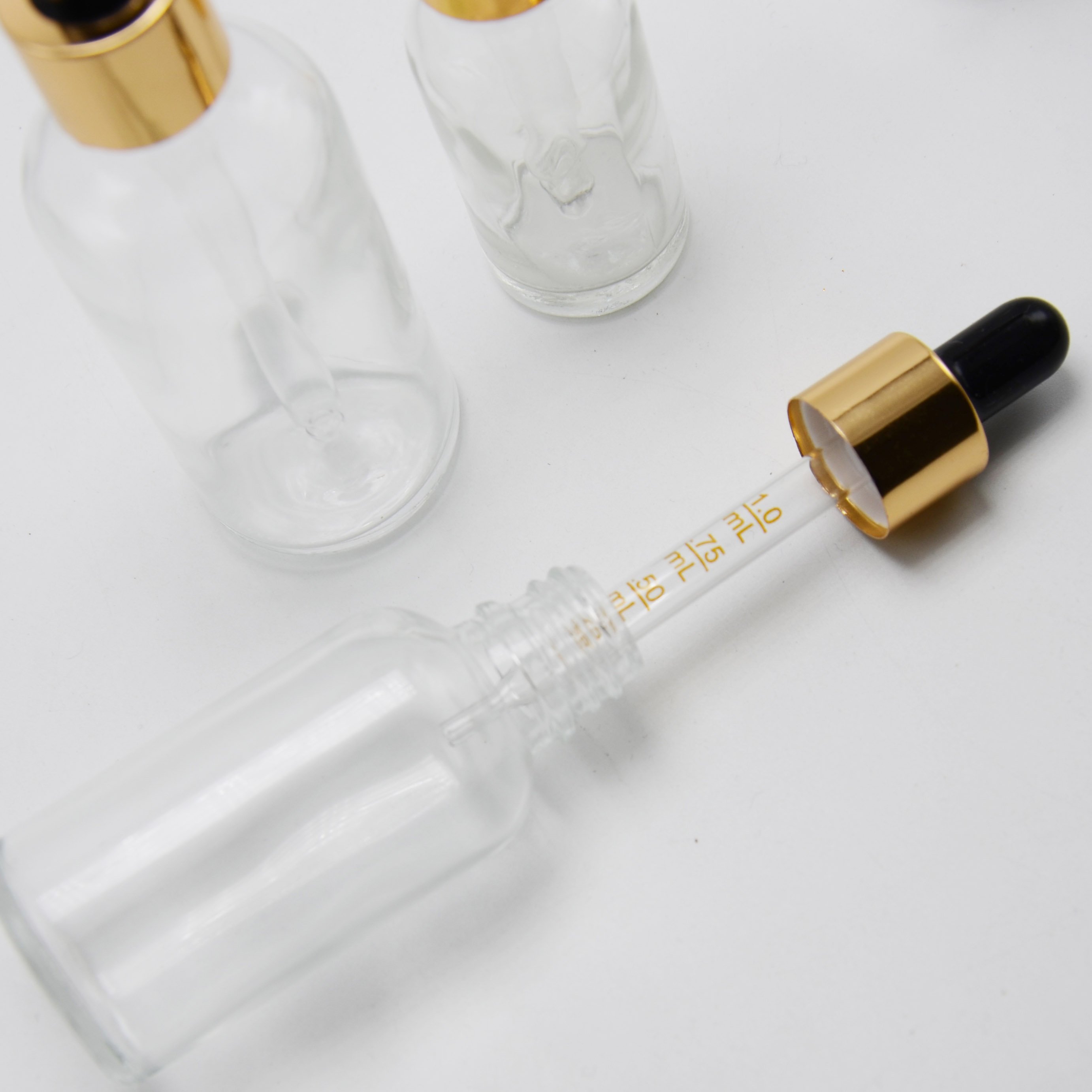 Empty 15ml 30ml 50ml glass hair oil bottles dropper packaging for cosmetics