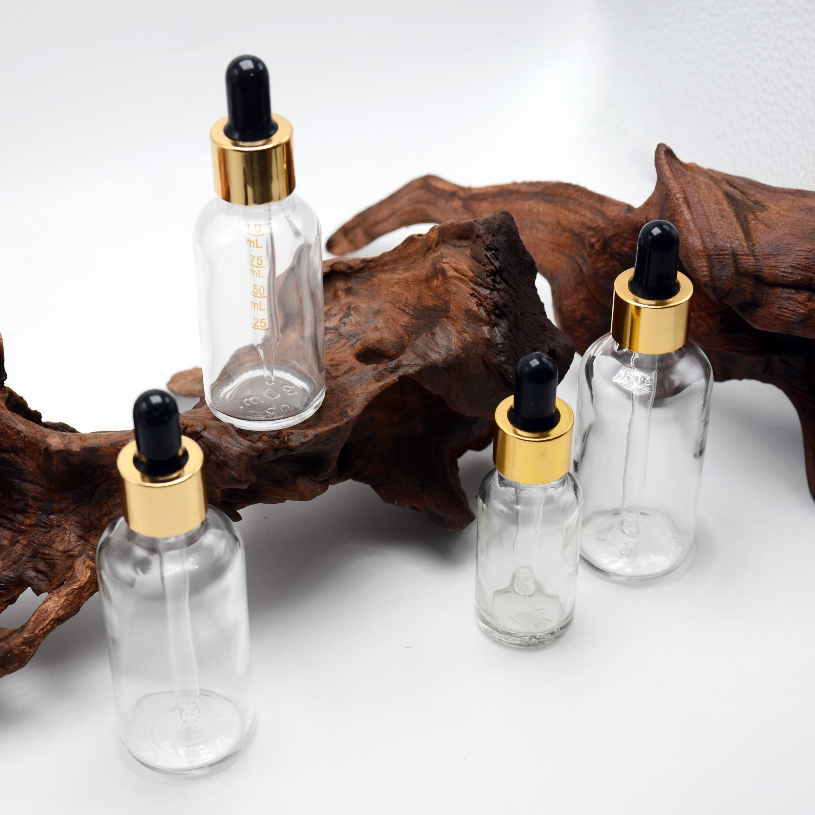 Empty 15ml 30ml 50ml glass hair oil bottles dropper packaging for cosmetics