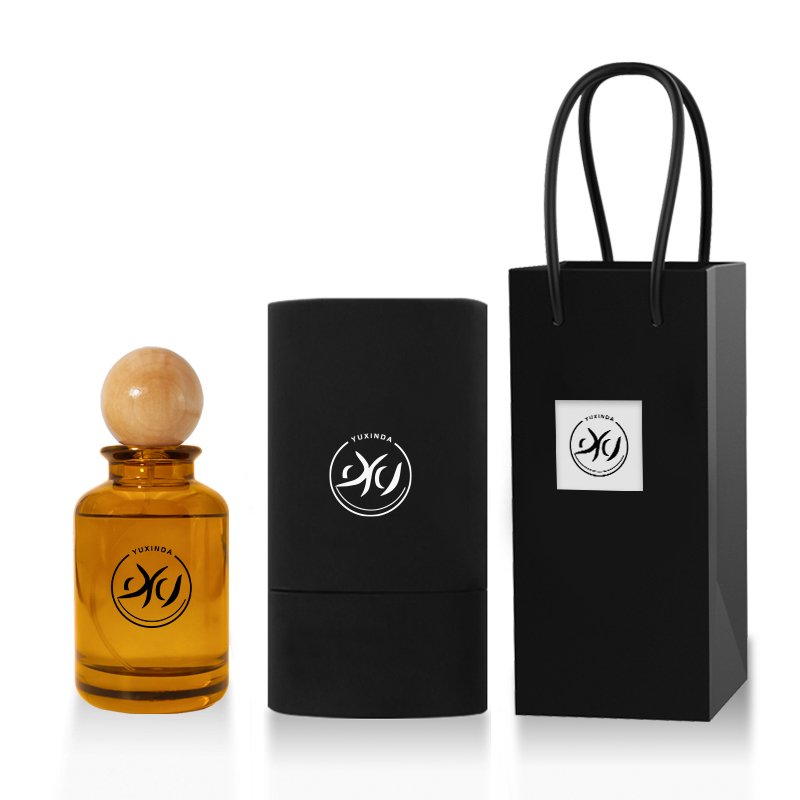 Luxury Fragrance Transparent Amber Black Frosted Empty Round 30ml 50ml Glass Perfume Bottle 100ml With Box Packaging