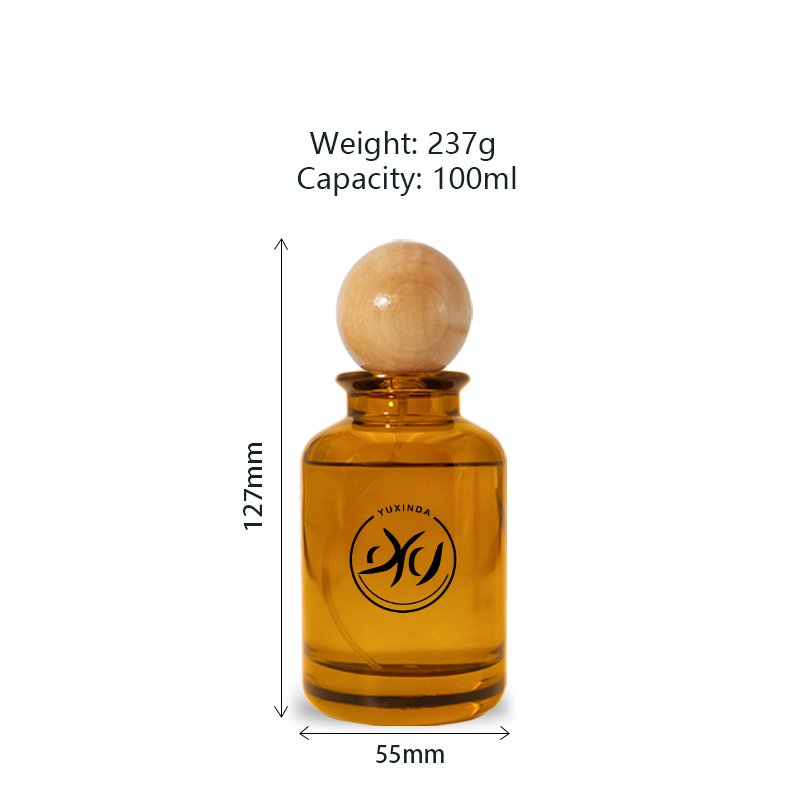 Luxury Fragrance Transparent Amber Black Frosted Empty Round 30ml 50ml Glass Perfume Bottle 100ml With Box Packaging