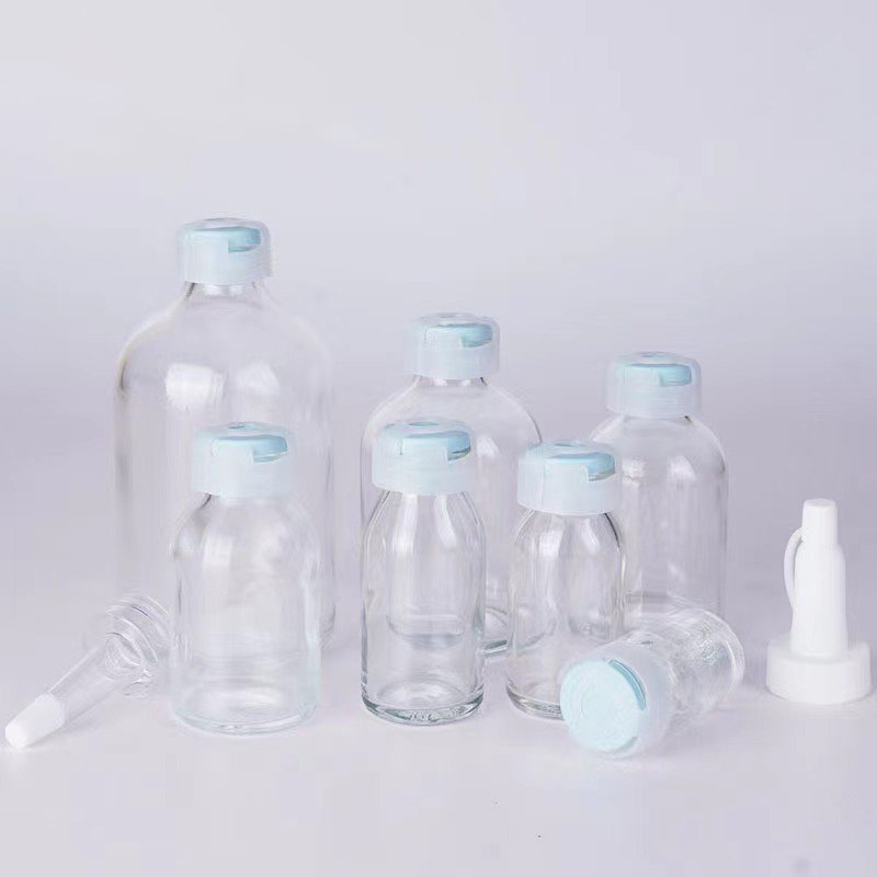 Wholesale clear 10ml 20ml 30ml 50ml 100ml Injection Penicillin Glass Bottle for Medicine with rubber stopper aluminum flip cap