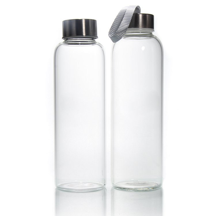 Free Sample 350Ml 500Ml 16Oz 700Ml 1L Transparent High Borosilicate Glass Water Bottle With Bamboo Lid