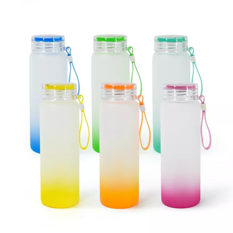 USA warehouse sublimation glass cup 500ml frosted sublimation colorful glass water bottle