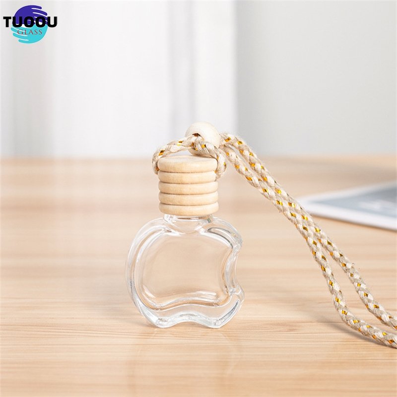 wholesale Automobile diffusion Car Apple Shape Bottle Empty Rectangular Perfume Glass Bottles container