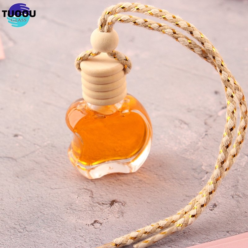 wholesale Automobile diffusion Car Apple Shape Bottle Empty Rectangular Perfume Glass Bottles container