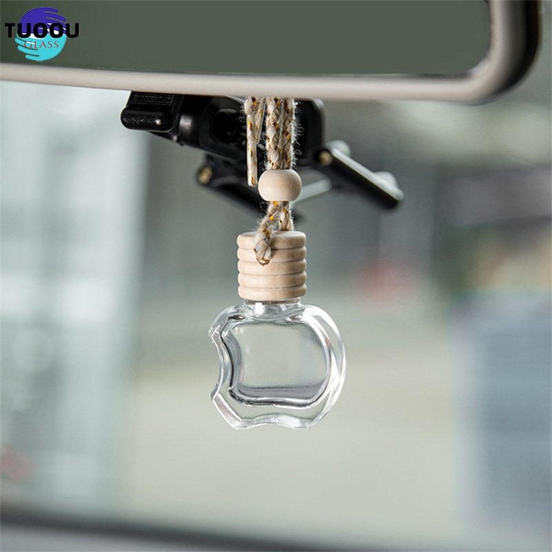 wholesale Automobile diffusion Car Apple Shape Bottle Empty Rectangular Perfume Glass Bottles container