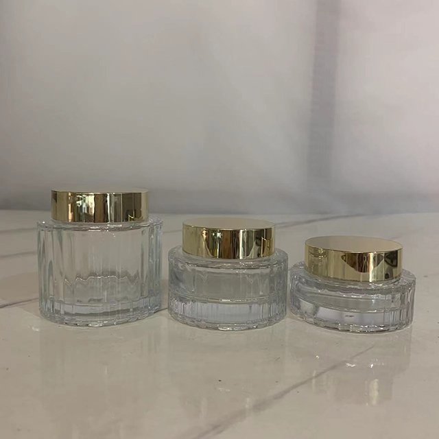 Hengjian 30ml 40ml 100ml 120ml cosmetic packaging glass bottle beauty container 30g 50g 100g empty face cream jar with gold lid