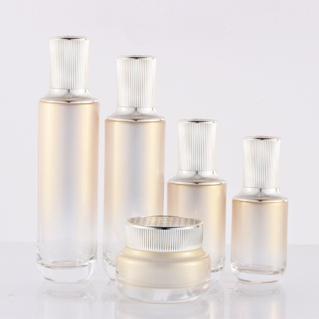 120ml Skincare packaging toner lotion Pump glass bottle Glass packaging bottles with luxury pump caps