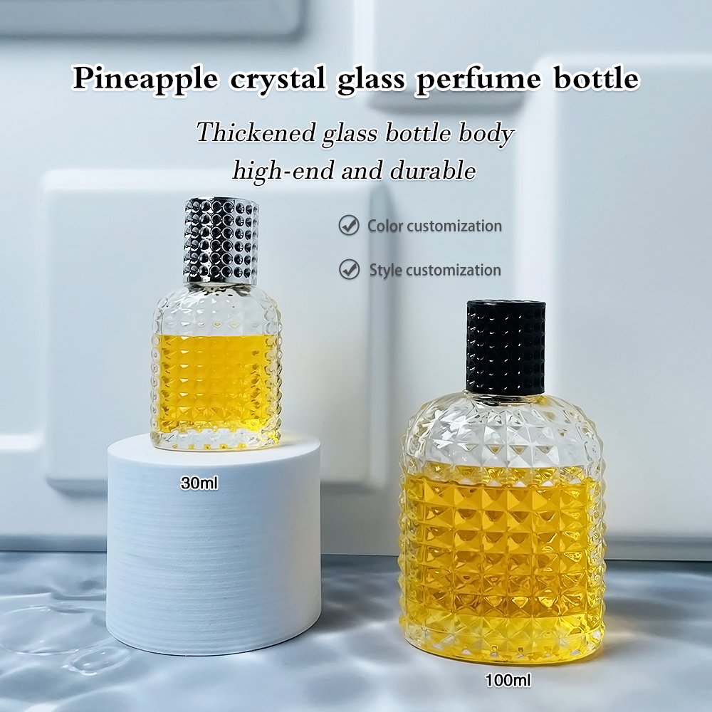 Factory Direct In Stock 30Ml 100Ml New Design Luxury Round Pineapple Shape Refill Empty Spray Glass Perfume Bottle