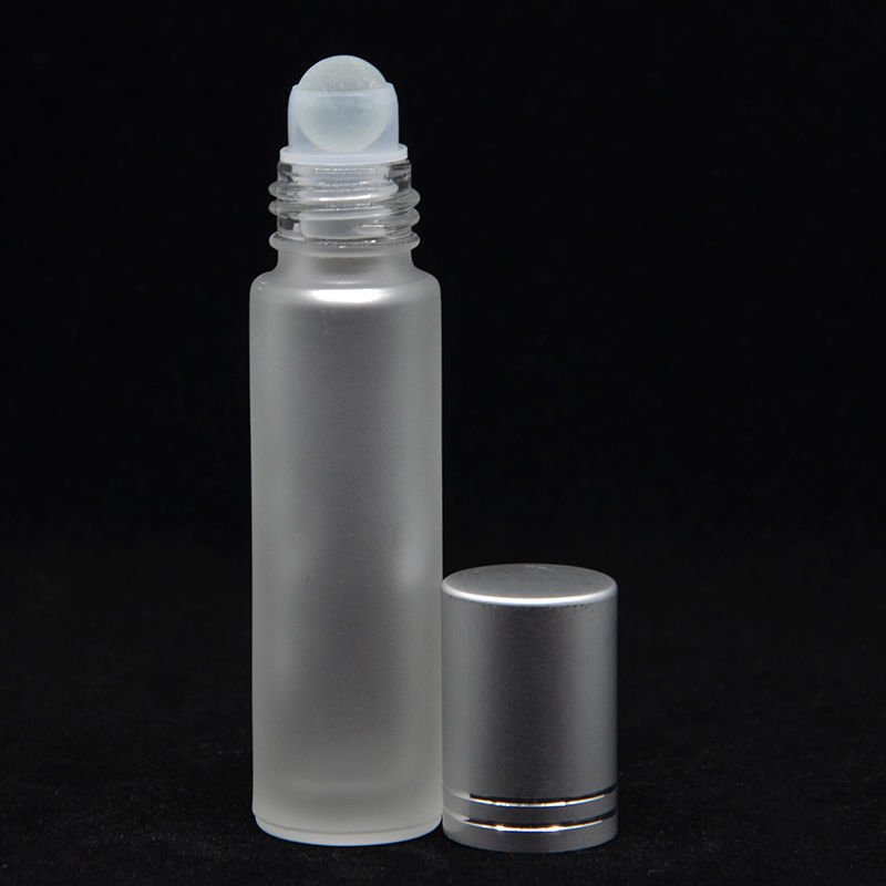 Deodorant Empty Frosted White 10ml Perfume Oil Glass Roll On Bottles With Silver Black Roller Ball Cap Top