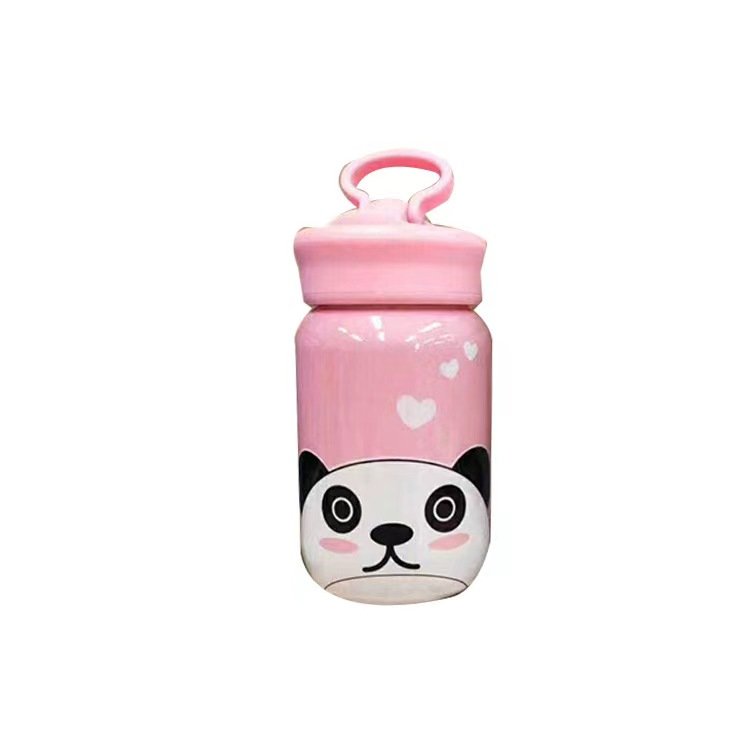 Creative trend of glass portable mobile phone holder bear cup tea separated by cute student personality water cup