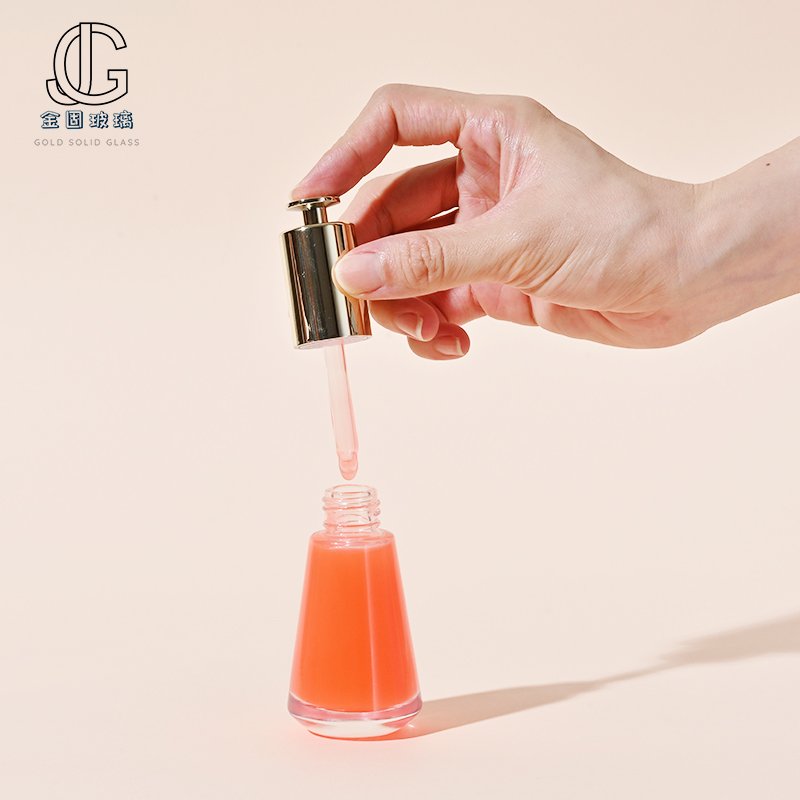 Cosmetic Packaging Fancy Essential Oil 35ml Round clear Glass Dropper Bottles with rose gold dropper