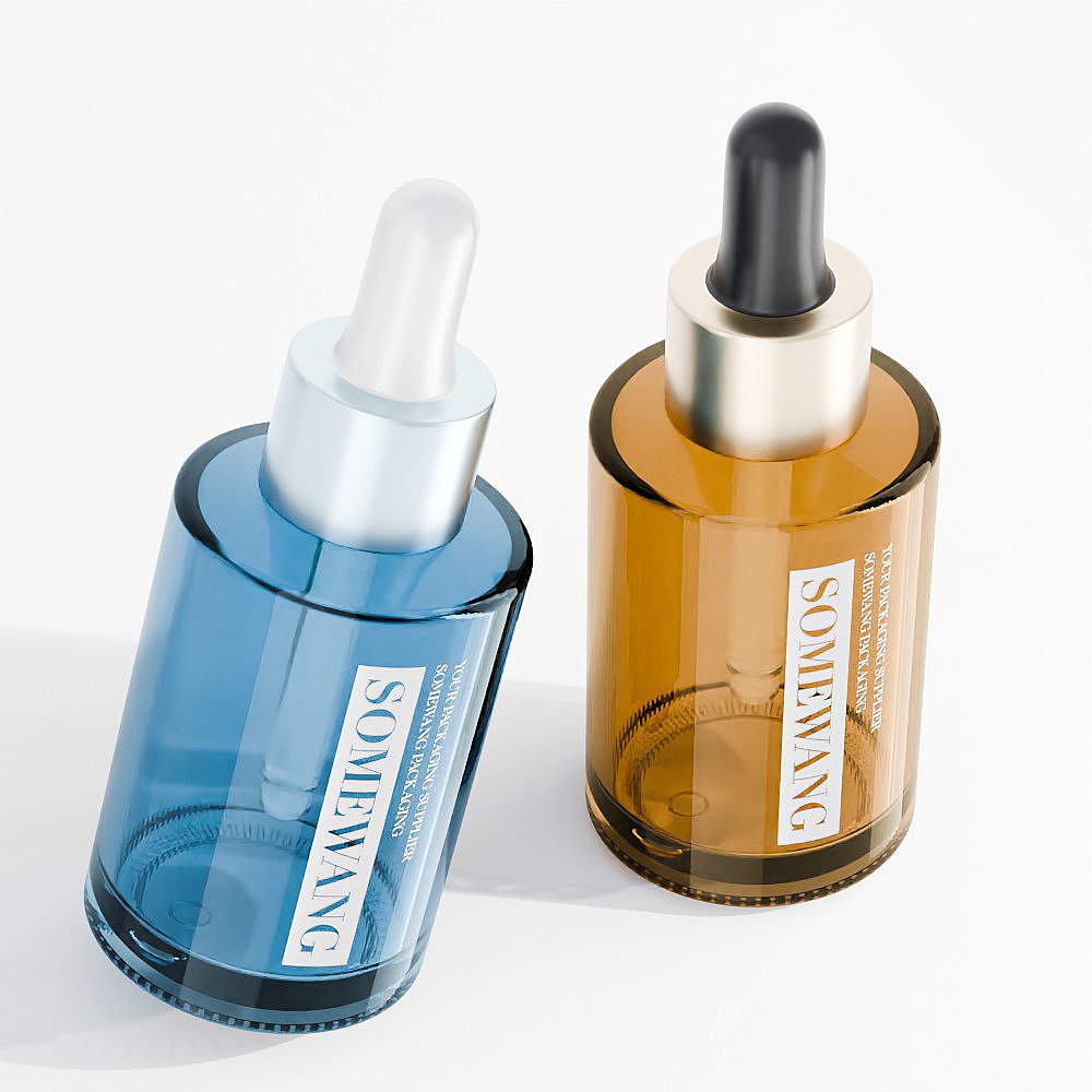 custom logo pastel color 30ml glass serum bottle white dropper bottle