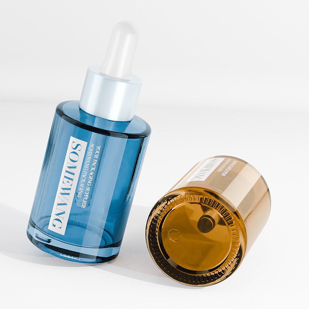 custom logo pastel color 30ml glass serum bottle white dropper bottle