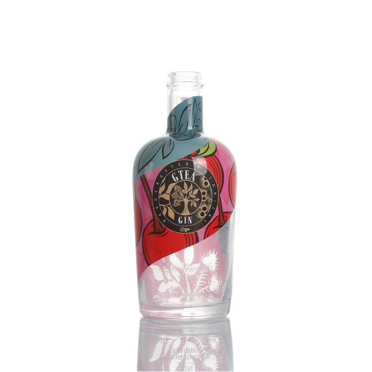 wholesale new design shrink film 750ml gin brandy rum whisky vodka tequila spirits liquor bottles with cap