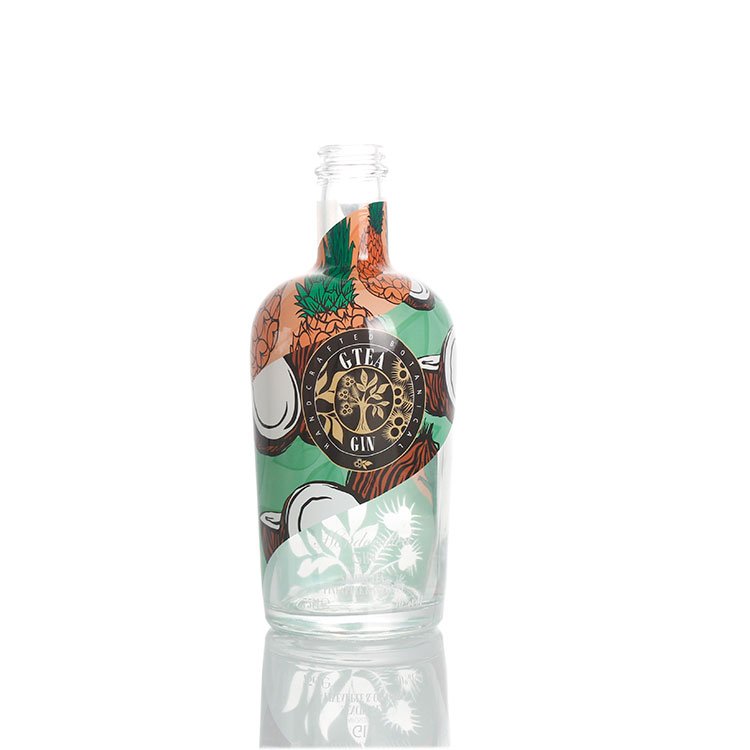 wholesale new design shrink film 750ml gin brandy rum whisky vodka tequila spirits liquor bottles with cap
