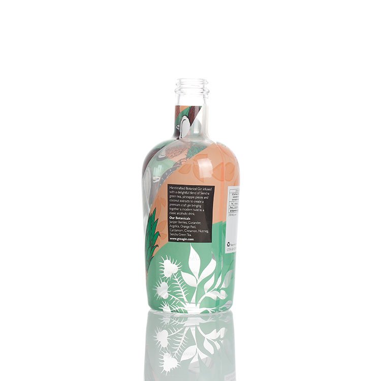 wholesale new design shrink film 750ml gin brandy rum whisky vodka tequila spirits liquor bottles with cap