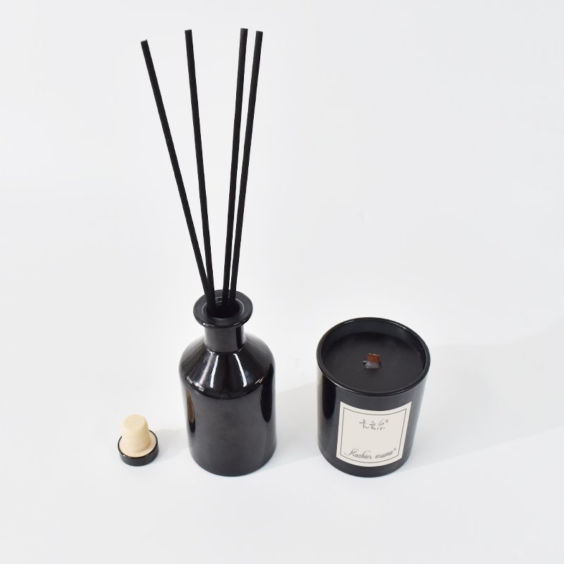 High end black diffusers reed Candle decorative glass bottles reed diffuser sets