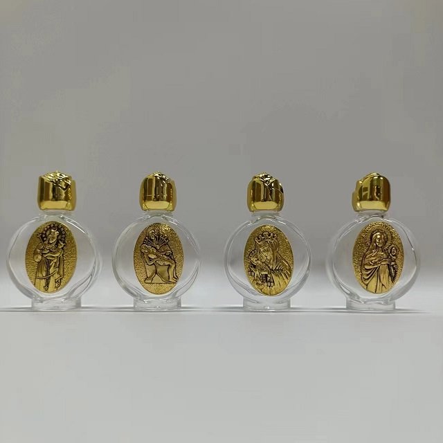 Customized religious patterns 15ml Mary Mother of God Holy Water Bottle jesus glass bottles