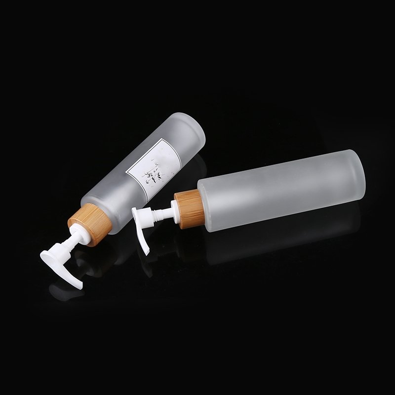 15ml 20ml 30ml 50ml 100ml 120ml 150ml Eco Friendly Glass Bamboo Lid Container Pump Bottle Frosted Spray Pump Shampoo Bottles