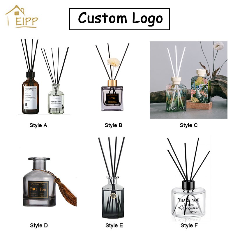 Custom logo Packaging Caps 125ml 250ml Clear Empty Luxury Aroma Reed Diffuser Aromatherapy Bottles Glass With Box for Home Decor