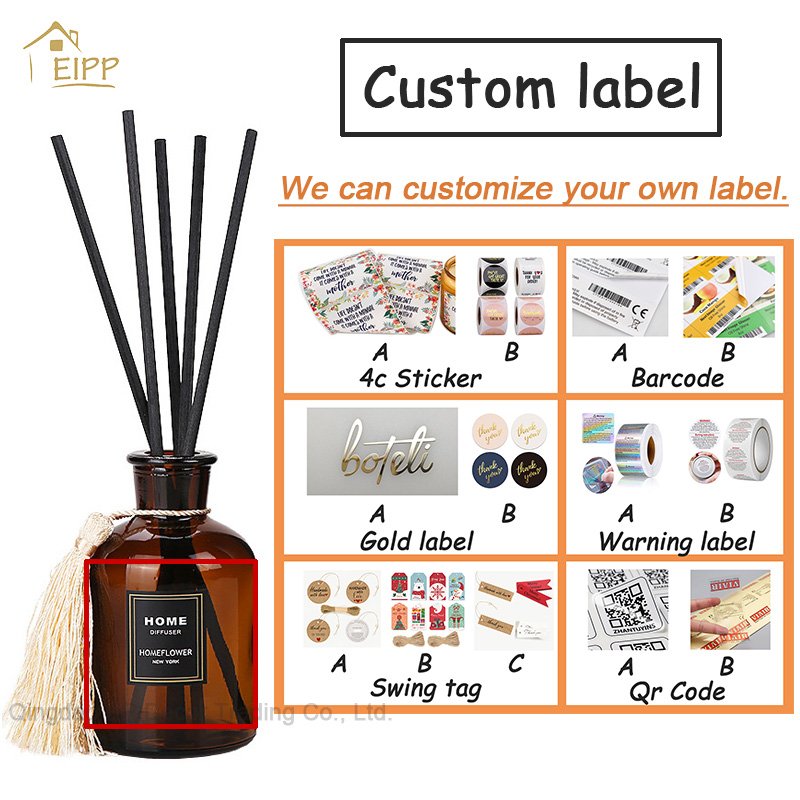 Custom logo Packaging Caps 125ml 250ml Clear Empty Luxury Aroma Reed Diffuser Aromatherapy Bottles Glass With Box for Home Decor