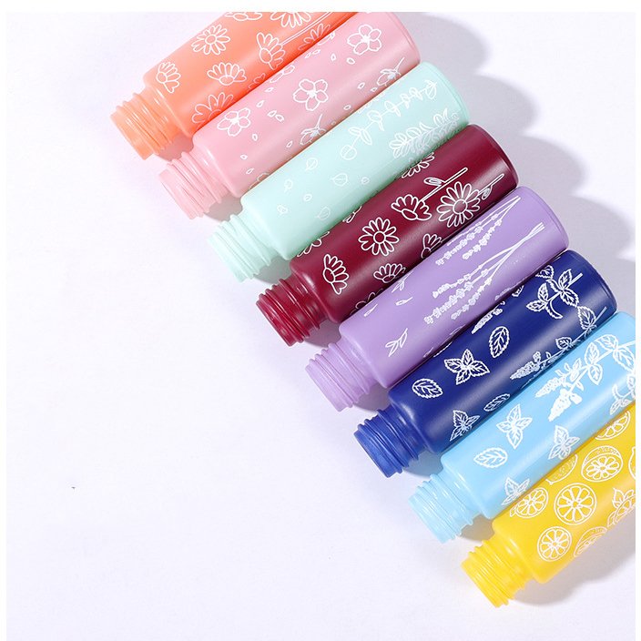 Refillable essential oils rollon glass bottle 10ml macaron floral printing roller bottle with matte gold cap perfumes packaging