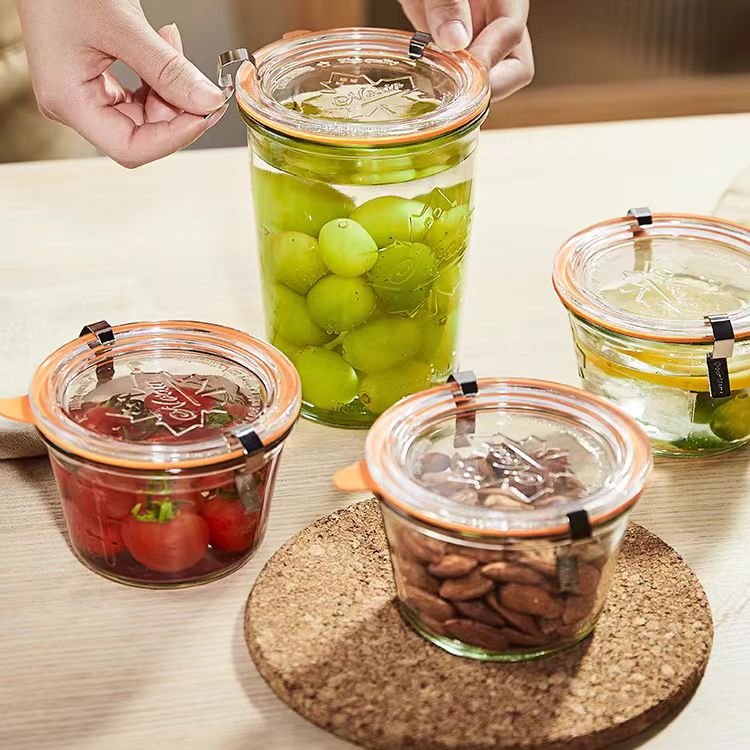 Large Size 30 oz Clear Glass Storage Jar for Kombucha Limoncello Sun Tea Wide Mouth Clear Glass Bottles Food Storage Jars