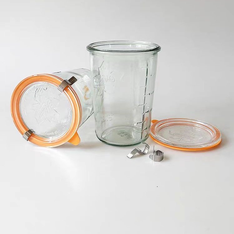 Large Size 30 oz Clear Glass Storage Jar for Kombucha Limoncello Sun Tea Wide Mouth Clear Glass Bottles Food Storage Jars
