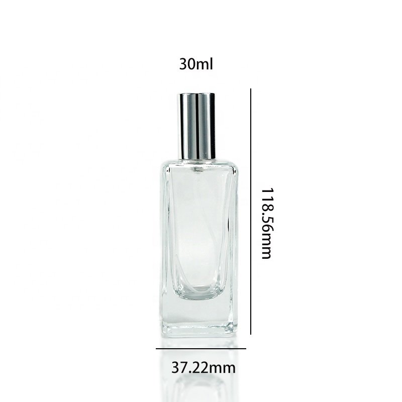 Whosale fashion 30ml crimp pump spray aluminium lids perfume glass bottles for man perfume