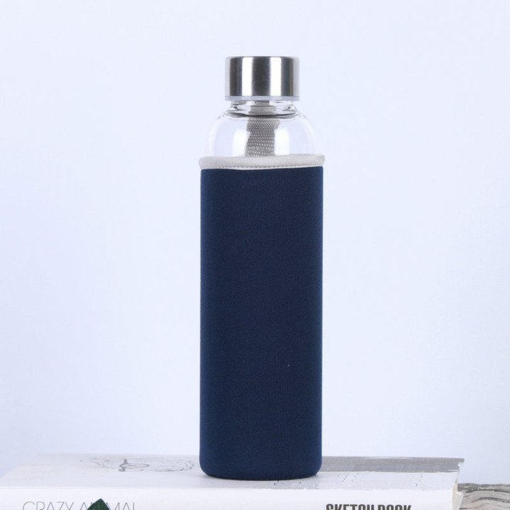 Hot Sale Eco-friendly Clear Glass Water Drink Bottles with Leak Proof Stainless Steel lid for Juice Refrigerator