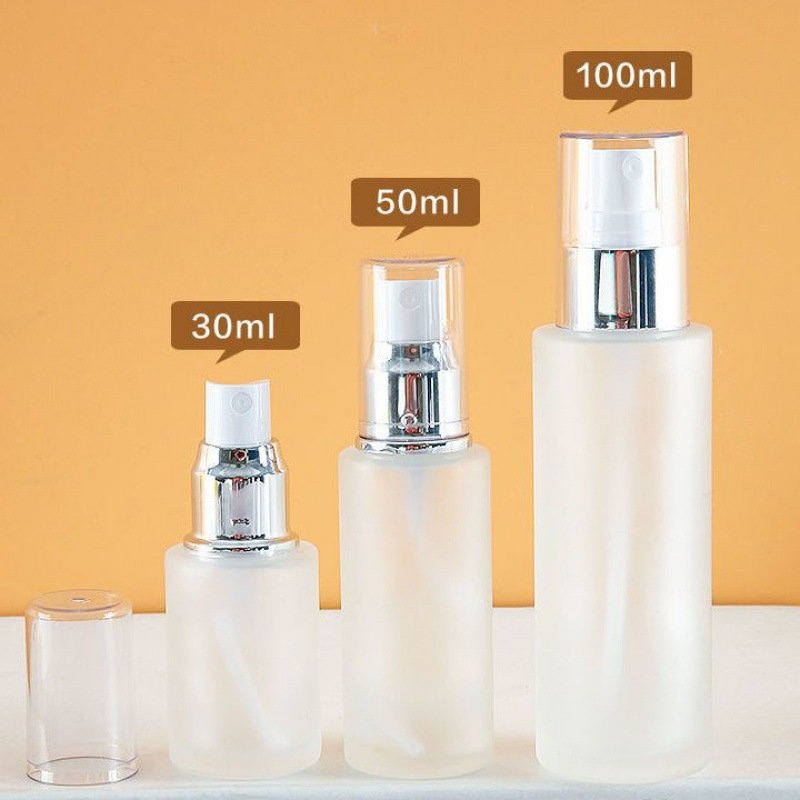 Wholesale spot cosmetic travel dispenser Empty bottle pressed fine mist spray Emulsion matte glass pump bottle