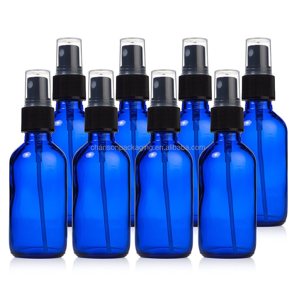 2oz Glass Spray Bottles Cobalt Blue Glass Bottles with Fine Mist Sprayer